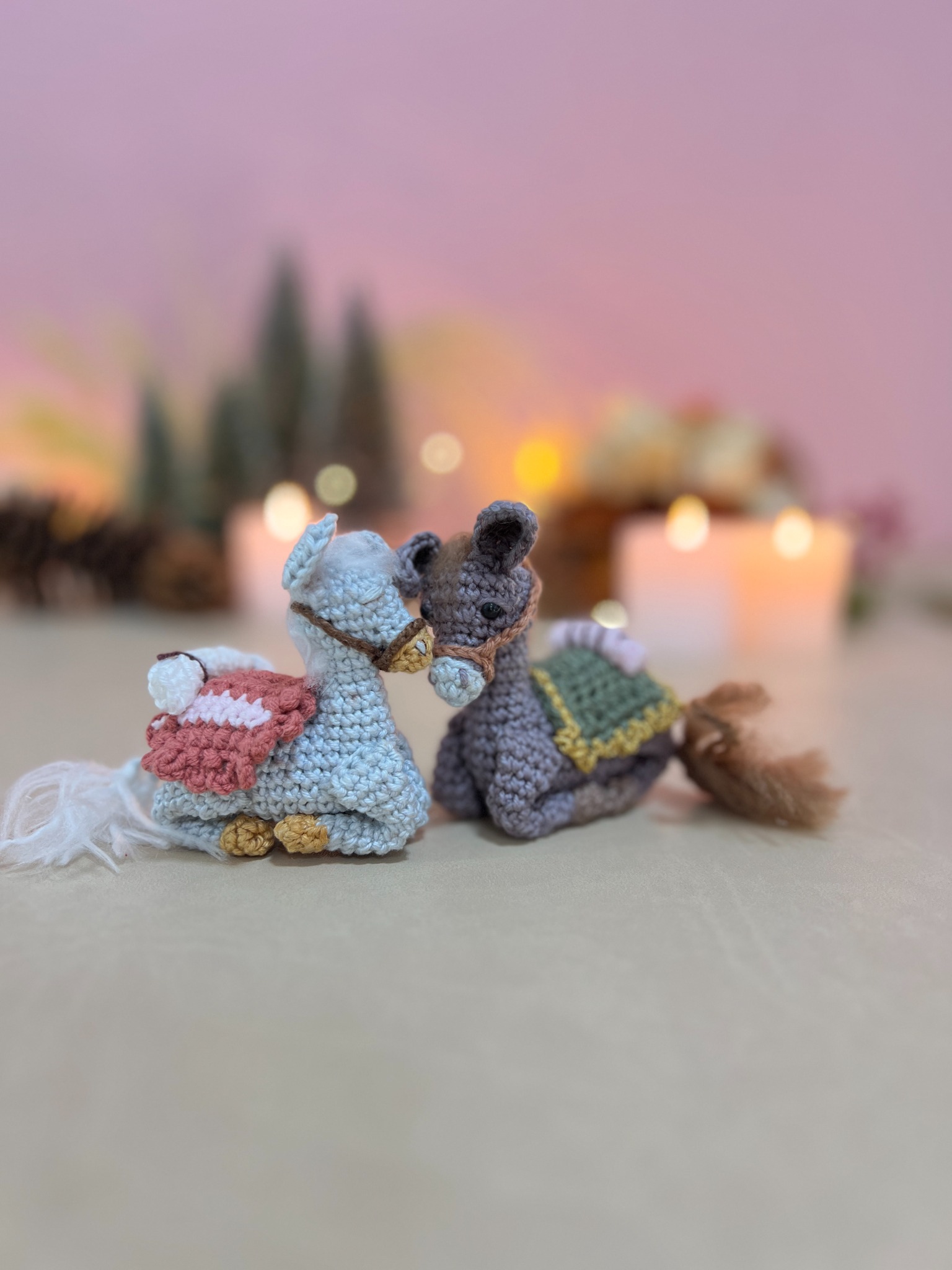 Jumentos em amigurumi do presépio do Ponto Mágico