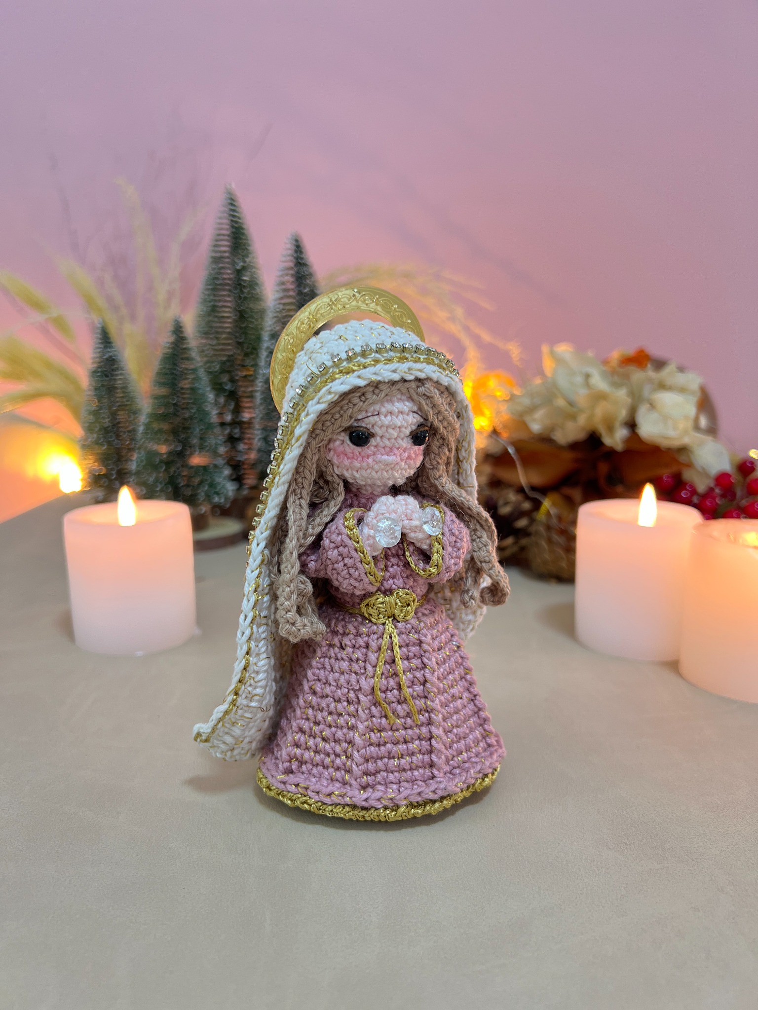 Maria em amigurumi do presépio do Ponto Mágico