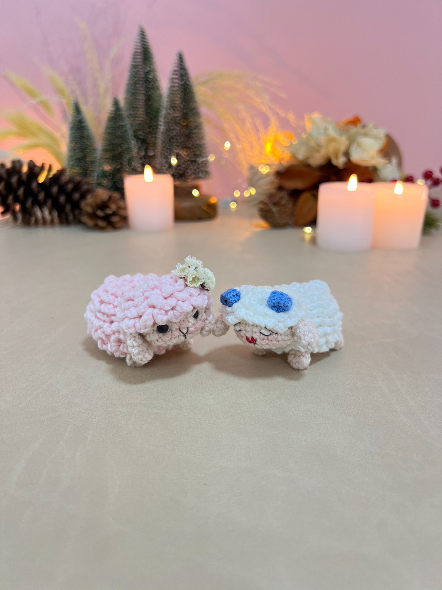 Ovelhinhas em amigurumi do presépio do Ponto Mágico